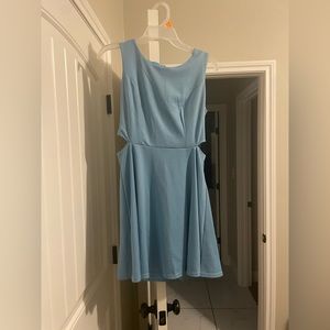 Light blue shirt dress.